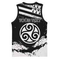 Personalized Brittany Basketball Jersey Coat Of Arms With Triskelion - Grunge Style - Wonder Print Shop