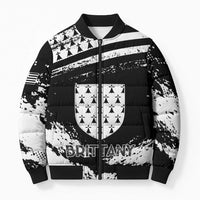 Personalized Brittany Bomber Puffer Jacket Coat Of Arms With Triskelion - Grunge Style - Wonder Print Shop