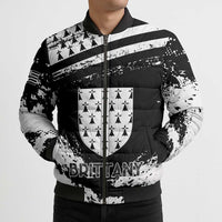 Personalized Brittany Bomber Puffer Jacket Coat Of Arms With Triskelion - Grunge Style - Wonder Print Shop
