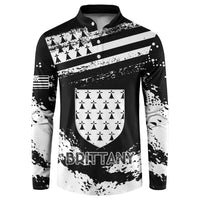 Personalized Brittany Button Sweatshirt Coat Of Arms With Triskelion - Grunge Style - Wonder Print Shop