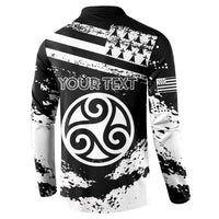 Personalized Brittany Button Sweatshirt Coat Of Arms With Triskelion - Grunge Style - Wonder Print Shop