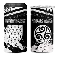 Personalized Brittany 4 in 1 Can Cooler Tumbler Coat Of Arms With Triskelion - Grunge Style - Wonder Print Shop