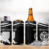 Personalized Brittany 4 in 1 Can Cooler Tumbler Coat Of Arms With Triskelion - Grunge Style - Wonder Print Shop