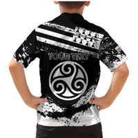 Personalized Brittany Family Matching Mermaid Dress and Hawaiian Shirt Coat Of Arms With Triskelion - Grunge Style - Wonder Print Shop