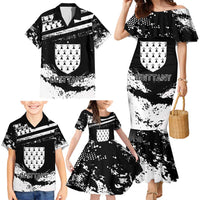 Personalized Brittany Family Matching Mermaid Dress and Hawaiian Shirt Coat Of Arms With Triskelion - Grunge Style - Wonder Print Shop