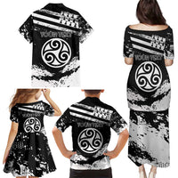 Personalized Brittany Family Matching Puletasi and Hawaiian Shirt Coat Of Arms With Triskelion - Grunge Style - Wonder Print Shop