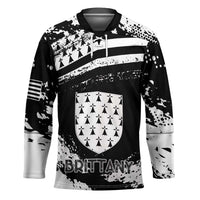 Personalized Brittany Hockey Jersey Coat Of Arms With Triskelion - Grunge Style - Wonder Print Shop