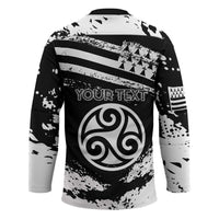 Personalized Brittany Hockey Jersey Coat Of Arms With Triskelion - Grunge Style - Wonder Print Shop
