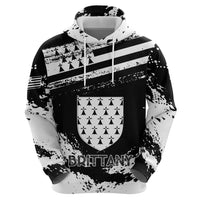 Personalized Brittany Hoodie Coat Of Arms With Triskelion - Grunge Style - Wonder Print Shop