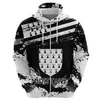 Personalized Brittany Hoodie Coat Of Arms With Triskelion - Grunge Style - Wonder Print Shop