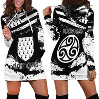 Personalized Brittany Hoodie Dress Coat Of Arms With Triskelion - Grunge Style - Wonder Print Shop