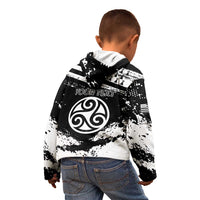 Personalized Brittany Kid Hoodie Coat Of Arms With Triskelion - Grunge Style - Wonder Print Shop