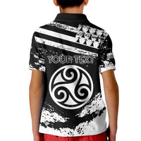 Personalized Brittany Kid Polo Shirt Coat Of Arms With Triskelion - Grunge Style - Wonder Print Shop