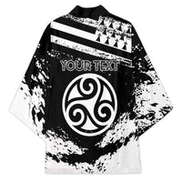 Personalized Brittany Kimono Coat Of Arms With Triskelion - Grunge Style - Wonder Print Shop