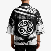 Personalized Brittany Kimono Coat Of Arms With Triskelion - Grunge Style - Wonder Print Shop