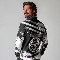 Personalized Brittany Long Sleeve Polo Shirt Coat Of Arms With Triskelion - Grunge Style - Wonder Print Shop