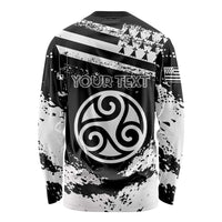 Personalized Brittany Long Sleeve Shirt Coat Of Arms With Triskelion - Grunge Style - Wonder Print Shop