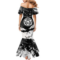 Personalized Brittany Mermaid Dress Coat Of Arms With Triskelion - Grunge Style - Wonder Print Shop
