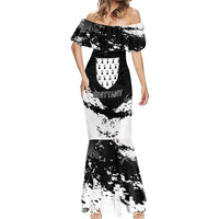 Personalized Brittany Mermaid Dress Coat Of Arms With Triskelion - Grunge Style - Wonder Print Shop