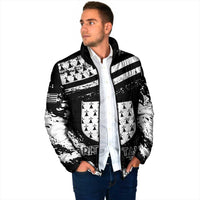 Personalized Brittany Padded Jacket Coat Of Arms With Triskelion - Grunge Style - Wonder Print Shop