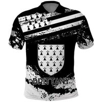 Personalized Brittany Polo Shirt Coat Of Arms With Triskelion - Grunge Style - Wonder Print Shop