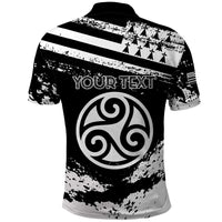 Personalized Brittany Polo Shirt Coat Of Arms With Triskelion - Grunge Style - Wonder Print Shop