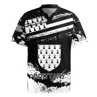 Personalized Brittany Rugby Jersey Coat Of Arms With Triskelion - Grunge Style - Wonder Print Shop