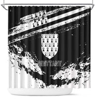 Brittany Shower Curtain Coat Of Arms With Triskelion - Grunge Style - Wonder Print Shop