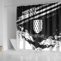 Brittany Shower Curtain Coat Of Arms With Triskelion - Grunge Style - Wonder Print Shop