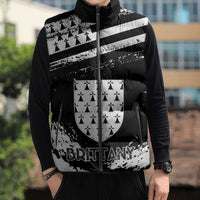 Personalized Brittany Sleeveless Puffer Jacket Coat Of Arms With Triskelion - Grunge Style - Wonder Print Shop