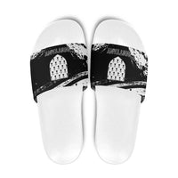 Brittany Slide Sandals Coat Of Arms With Triskelion - Grunge Style - Wonder Print Shop