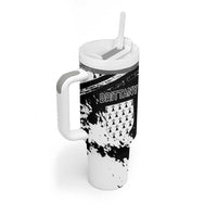 Personalized Brittany Tumbler With Handle Coat Of Arms With Triskelion - Grunge Style - Wonder Print Shop