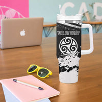 Personalized Brittany Tumbler With Handle Coat Of Arms With Triskelion - Grunge Style - Wonder Print Shop