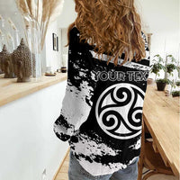 Personalized Brittany Women Casual Shirt Coat Of Arms With Triskelion - Grunge Style - Wonder Print Shop