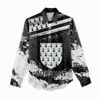 Personalized Brittany Women Casual Shirt Coat Of Arms With Triskelion - Grunge Style - Wonder Print Shop