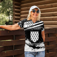 Personalized Brittany Women Polo Shirt Coat Of Arms With Triskelion - Grunge Style - Wonder Print Shop