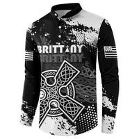 Personalized Brittany Celtic Cross Button Sweatshirt With Celtic Knotwork - Wonder Print Shop