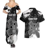 Personalized Brittany Celtic Cross Couples Matching Summer Maxi Dress and Hawaiian Shirt With Celtic Knotwork - Wonder Print Shop