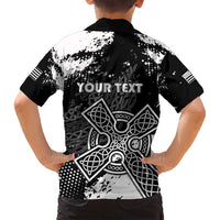 Personalized Brittany Celtic Cross Family Matching Off Shoulder Maxi Dress and Hawaiian Shirt With Celtic Knotwork - Wonder Print Shop