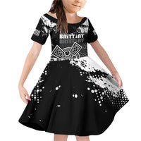 Personalized Brittany Celtic Cross Family Matching Off Shoulder Short Dress and Hawaiian Shirt With Celtic Knotwork - Wonder Print Shop