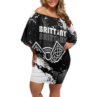 Personalized Brittany Celtic Cross Family Matching Off Shoulder Short Dress and Hawaiian Shirt With Celtic Knotwork - Wonder Print Shop