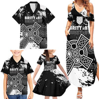 Personalized Brittany Celtic Cross Family Matching Summer Maxi Dress and Hawaiian Shirt With Celtic Knotwork - Wonder Print Shop