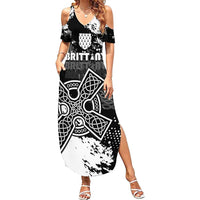 Personalized Brittany Celtic Cross Family Matching Summer Maxi Dress and Hawaiian Shirt With Celtic Knotwork - Wonder Print Shop