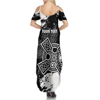 Personalized Brittany Celtic Cross Family Matching Summer Maxi Dress and Hawaiian Shirt With Celtic Knotwork - Wonder Print Shop