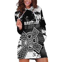 Personalized Brittany Celtic Cross Hoodie Dress With Celtic Knotwork - Wonder Print Shop