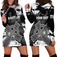 Personalized Brittany Celtic Cross Hoodie Dress With Celtic Knotwork - Wonder Print Shop