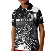 Personalized Brittany Celtic Cross Kid Polo Shirt With Celtic Knotwork - Wonder Print Shop
