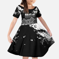 Personalized Brittany Celtic Cross Kid Short Sleeve Dress With Celtic Knotwork - Wonder Print Shop