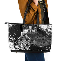 Brittany Celtic Cross Leather Tote Bag With Celtic Knotwork - Wonder Print Shop