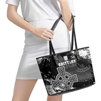 Brittany Celtic Cross Leather Tote Bag With Celtic Knotwork - Wonder Print Shop